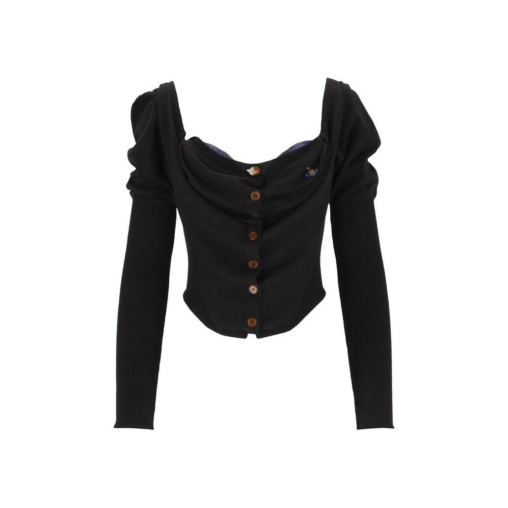 Black silk cardigan by Vivienne Westwood featuring a classic design and button closure.