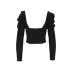Black silk cardigan by Vivienne Westwood featuring a classic design and button closure, displayed on a plain background.