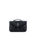 Saint Laurent black lamb leather Ovis Aries shoulder bag with silver hardware and chain strap, featuring a sleek, modern design.