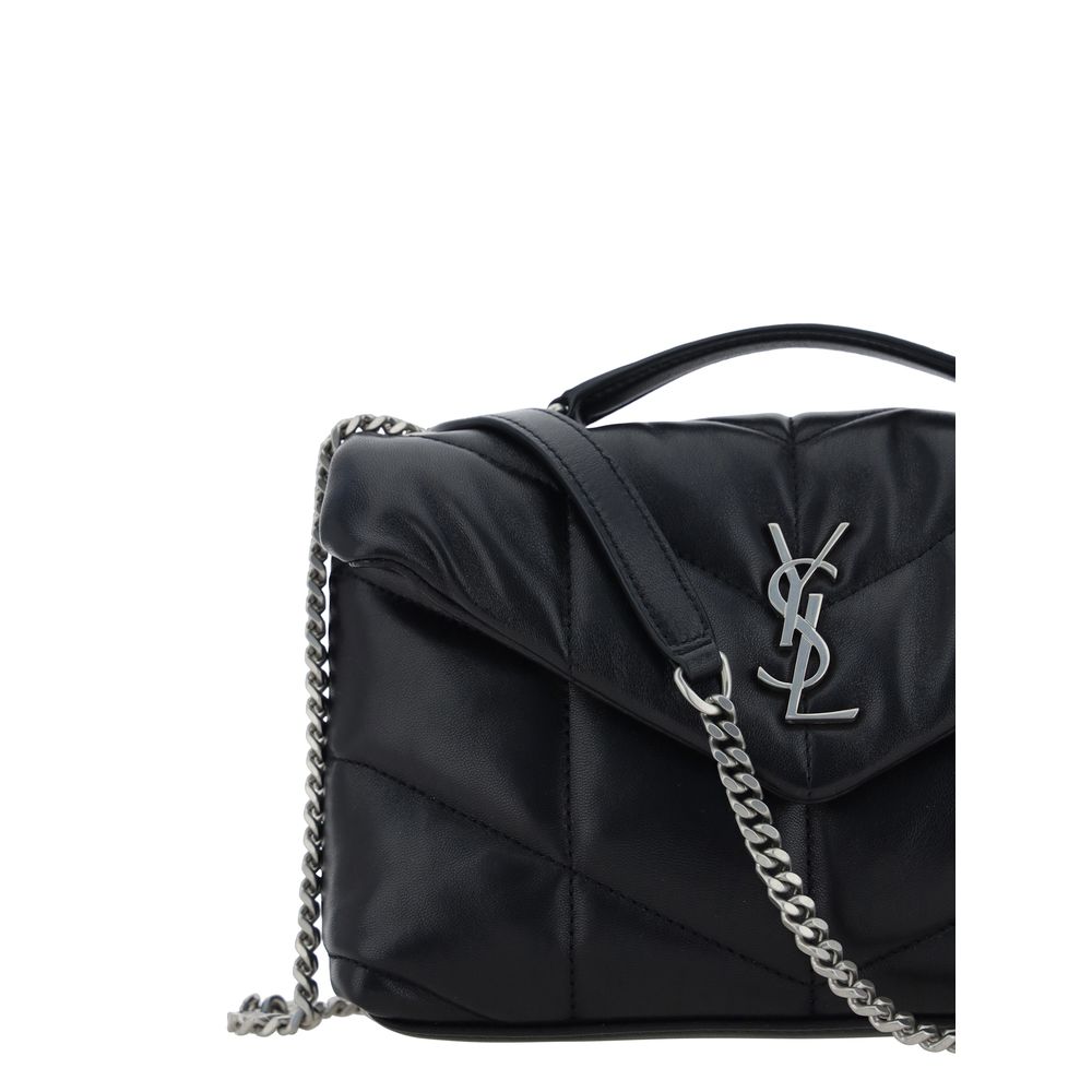 Saint Laurent Black Lamb Ovis Aries shoulder bag with gold-tone hardware and sleek design, showcasing luxury leather craftsmanship.
