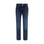 Jacob Cohen blue cotton slim fit jeans with classic five-pocket design and subtle stitching details.