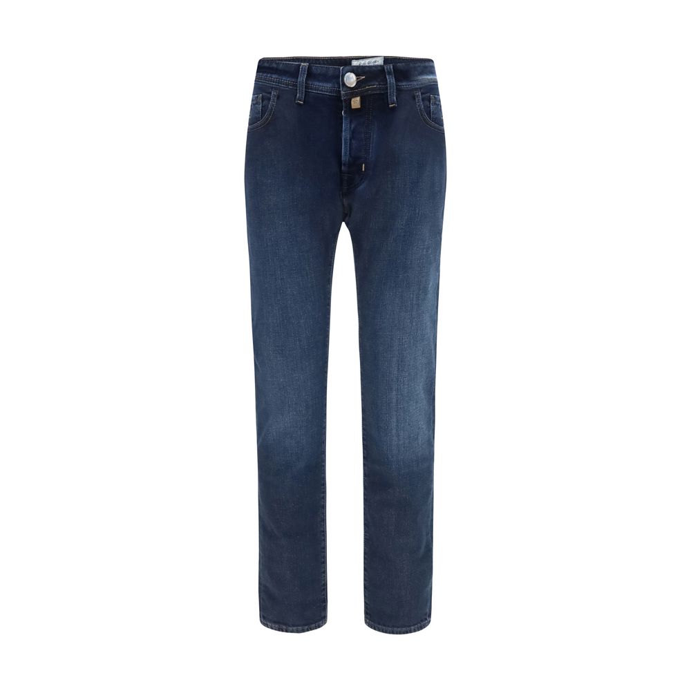 Jacob Cohen blue cotton slim fit jeans with classic five-pocket design and subtle stitching details.