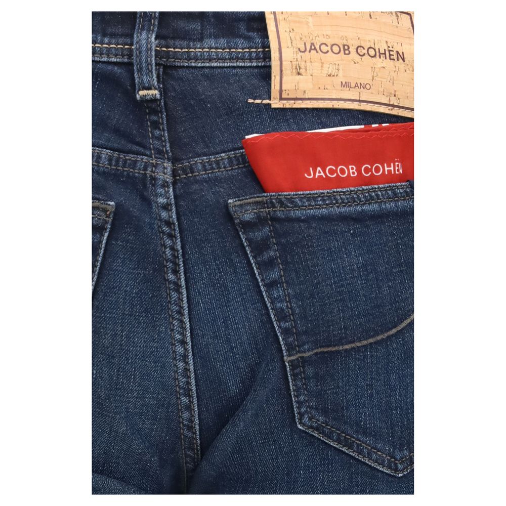 Jacob Cohen blue cotton slim fit jeans with classic five-pocket design and modern straight cut.