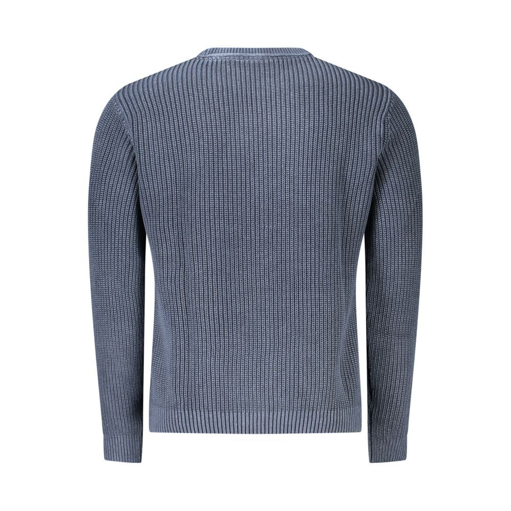 Pepe Jeans blue cotton men's shirt displayed on a hanger with a classic collar and button-down front.