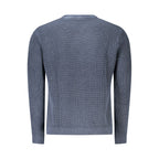 Pepe Jeans blue cotton men's shirt displayed on a hanger with a classic collar and button-down front.