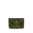 Saint Laurent Bicolor Calf Leather Bos Taurus Shoulder Bag with sleek design and contrasting colors, featuring a top handle and shoulder strap.
