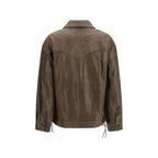 Golden Goose Brown Lamb Ovis Aries Leather Jacket - Eljoys Fashion 