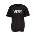 Black Vans men's cotton T-shirt with short sleeves and crew neckline, displayed on a plain background.