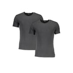 Calvin Klein Nero cotton men's undershirt, snug fit, plain black, soft fabric, front view displaying V-neck design.