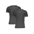 Calvin Klein Nero cotton men's undershirt with round neckline, close-up view showing fabric texture and fit.