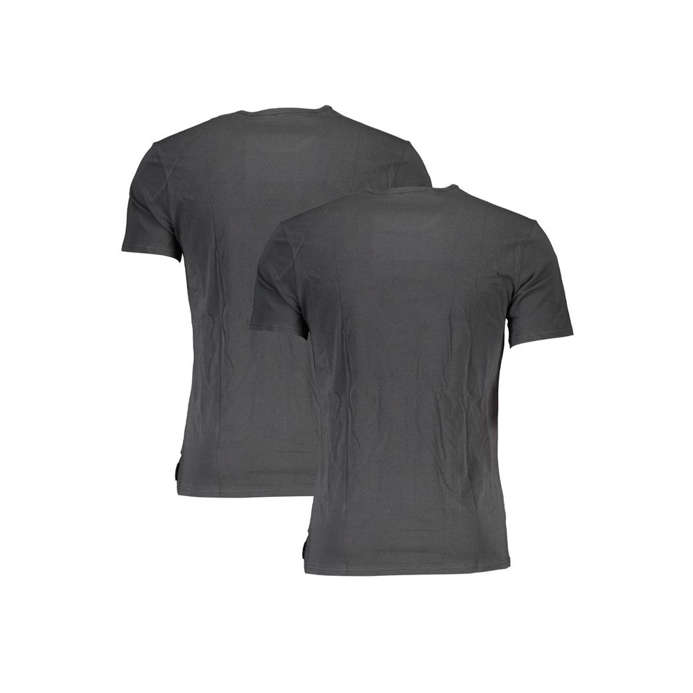 Calvin Klein Nero cotton men's undershirt with round neckline, close-up view showing fabric texture and fit.