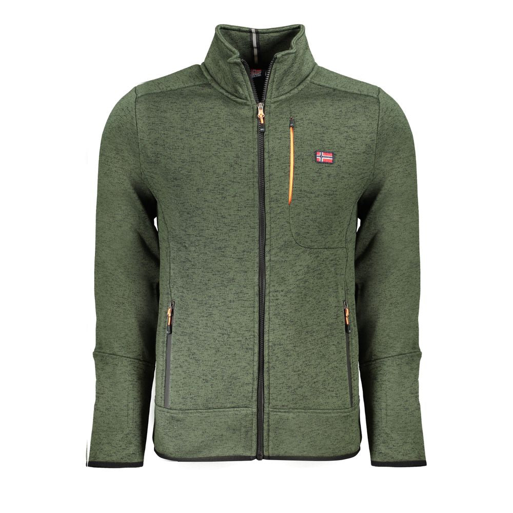 Norway 1963 green polyester men's sweatshirt with crewneck and long sleeves, casual and comfortable clothing for men.