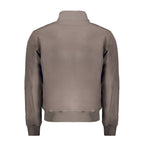 Norway 1963 men's brown polyester jacket with front zipper and collar, stylish and lightweight outerwear for men.