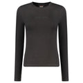 Black cotton women's T-shirt from Guess Jeans with a classic fit and short sleeves, displayed on a plain background.