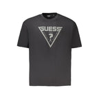 Black Guess Jeans men's cotton T-shirt with crew neck and short sleeves, featuring a classic fit and minimal branding.