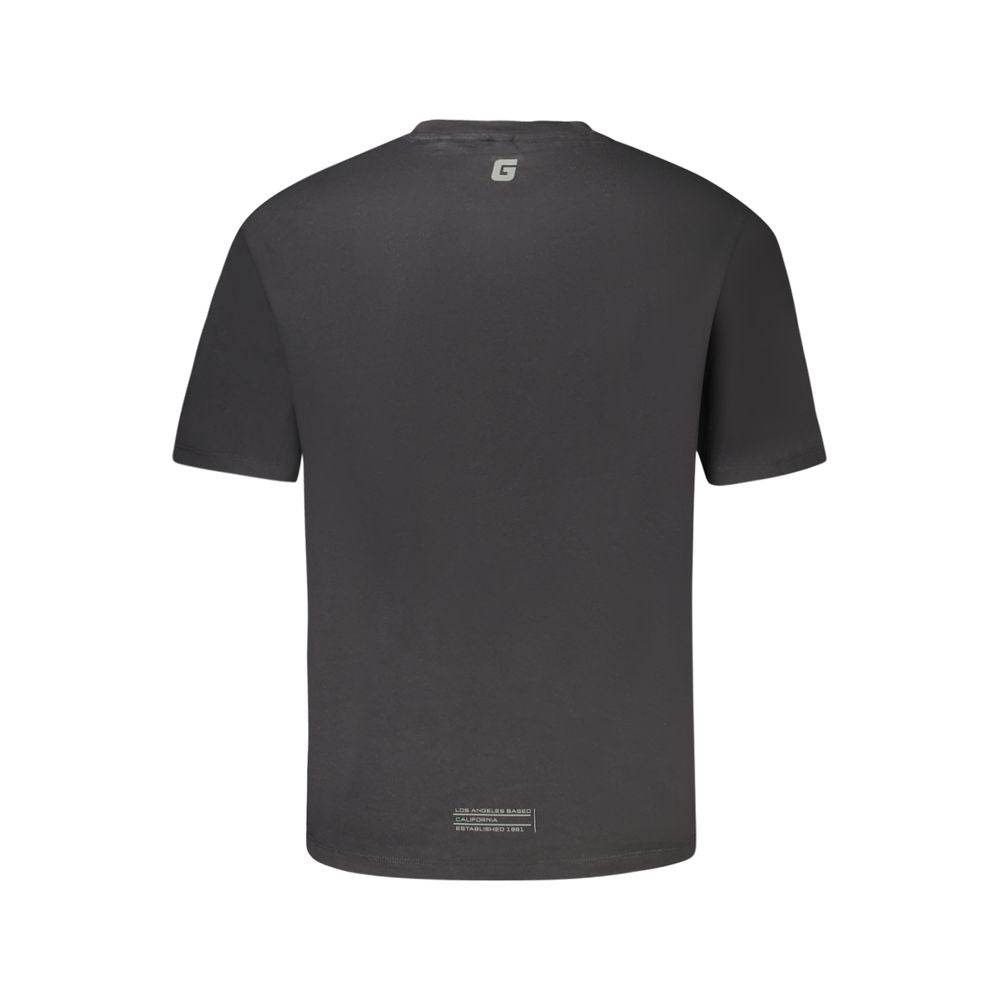 Black cotton men's T-shirt from Guess Jeans with a classic fit and crew neckline, featuring subtle brand logo detail.