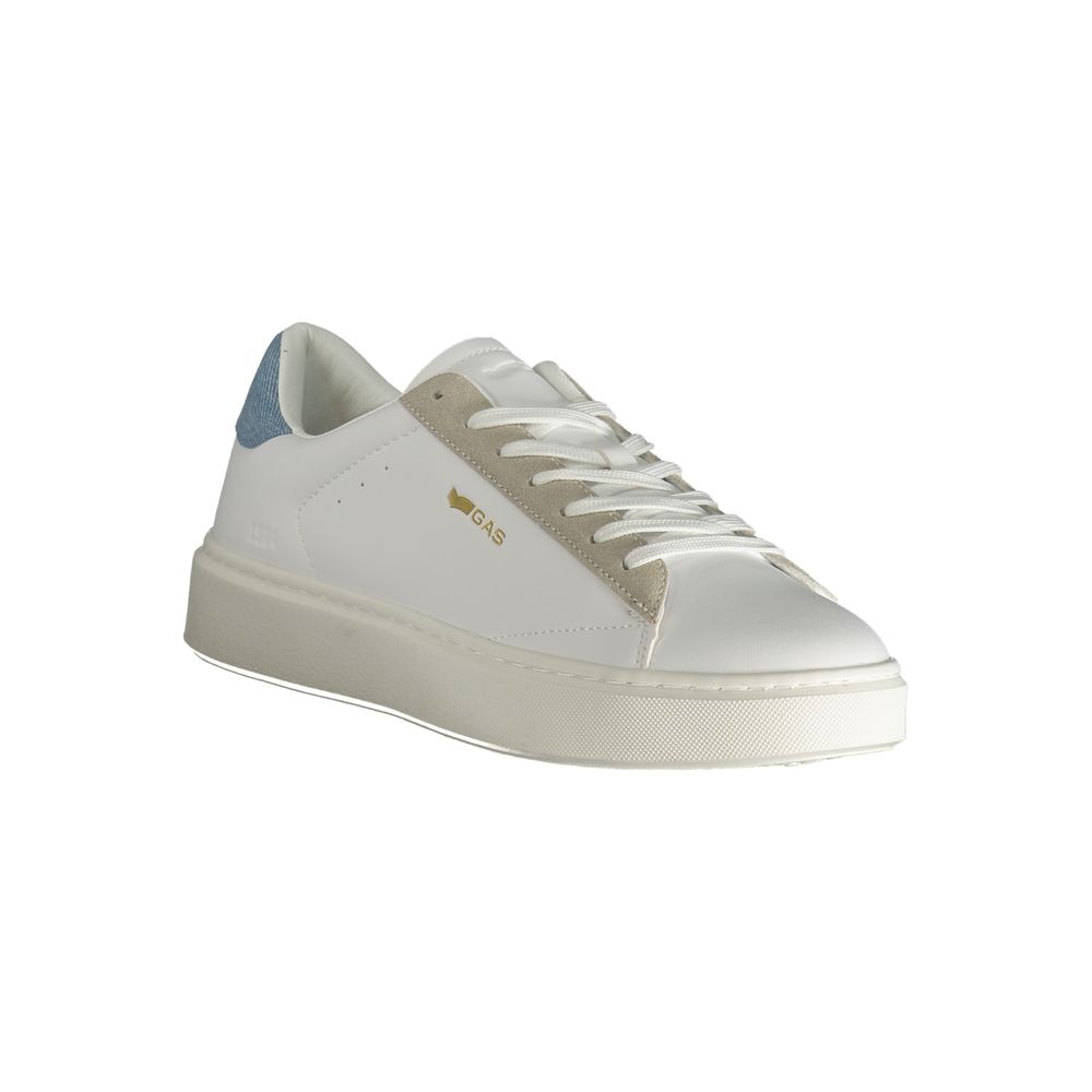 White Gas men's polyurethane sneakers with breathable design and sporty look, featuring lace-up closure and cushioned outsole.