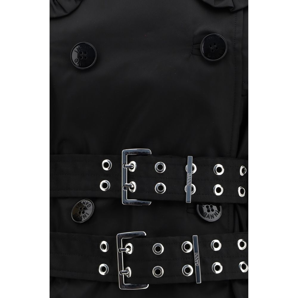 Ganni Black Nylon Coat Ganni