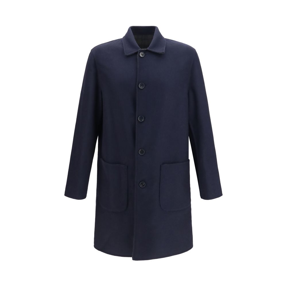 Etro Blue Wool Oves Aries Coat Etro
