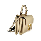Beige leather women's bag by Coccinelle with sleek design and subtle stitching, featuring a top handle and minimalist style.
