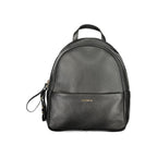 Black leather women's backpack by Coccinelle with adjustable straps and sleek design, featuring a front zipper pocket and top handle.