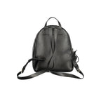 Black leather women's backpack by Coccinelle with sleek design, top handle, adjustable straps, and silver-tone hardware.