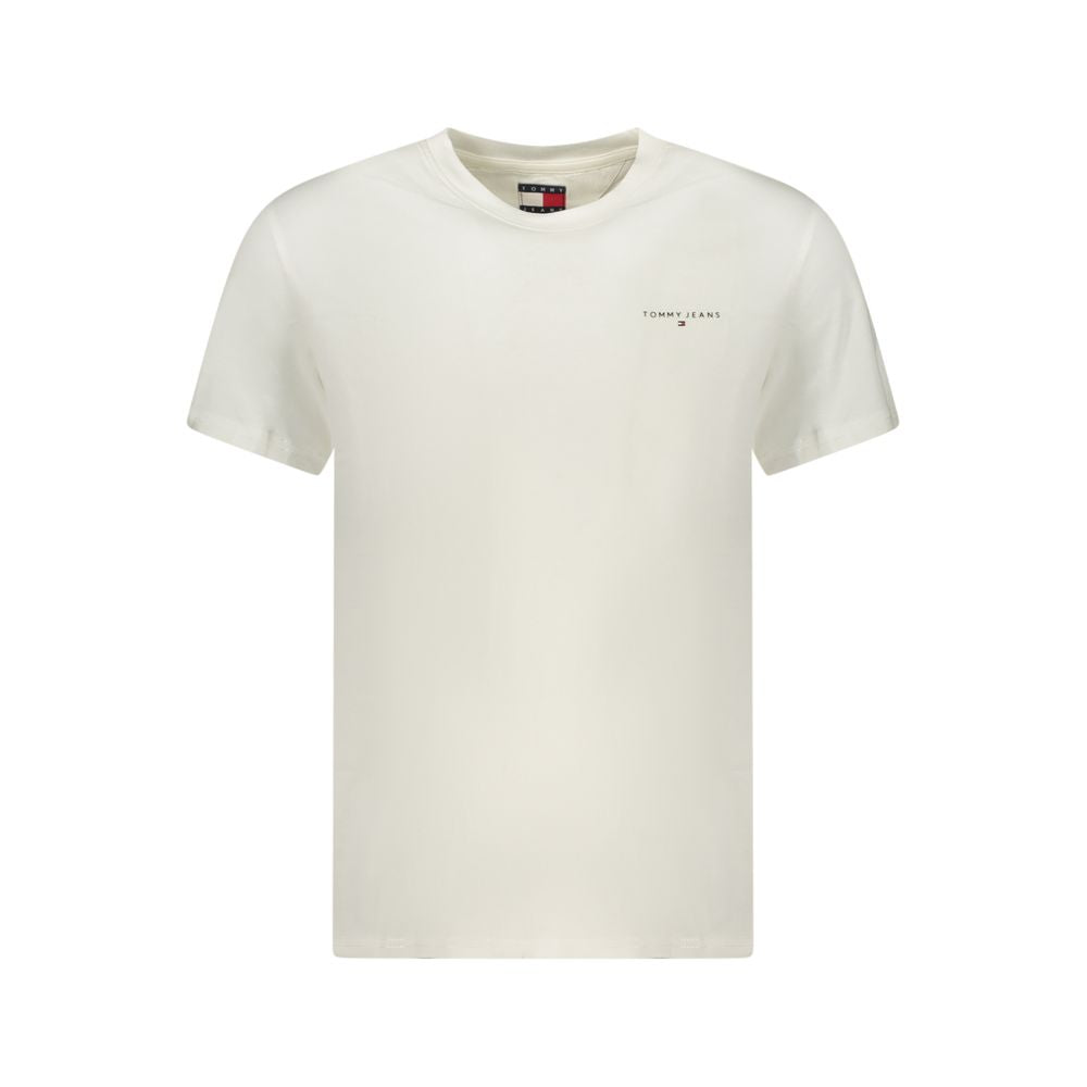 White cotton men's T-shirt by Tommy Hilfiger with a classic fit and logo detail, displayed on a plain background.