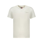 White cotton men's T-shirt by Tommy Hilfiger with a classic fit and logo detail, displayed on a plain background.