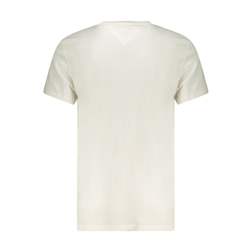 White cotton men's T-shirt by Tommy Hilfiger, featuring a classic crew neck and logo detail on the front.