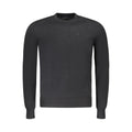 North Sails black fabric men's sweater with a crew neck and ribbed cuffs, stylish and comfortable casual knitwear.