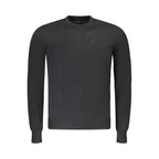 North Sails black fabric men's sweater with a crew neck and ribbed cuffs, stylish and comfortable casual knitwear.