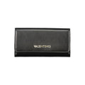 Black Mario Valentino women's wallet made of polyurethane with a sleek design and secure snap closure.