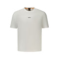 White cotton men's T-shirt by Hugo Boss, featuring a classic fit and minimalist design, shown on a plain background.