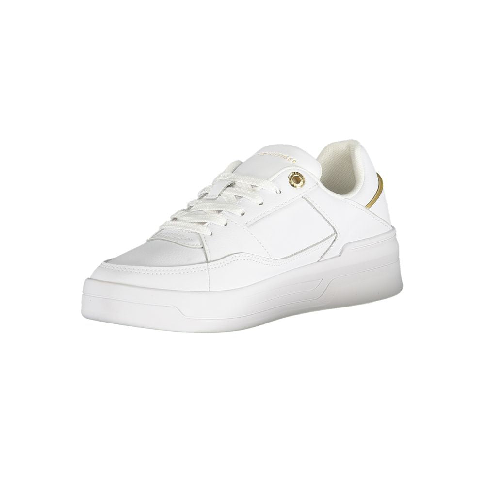 Tommy Hilfiger Bianco Donna sneaker with white polyurethane upper and sporty design, featuring classic branding details.