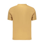 Brown cotton men's T-shirt by Timberland, featuring a classic fit and crew neckline, displayed on a neutral background.