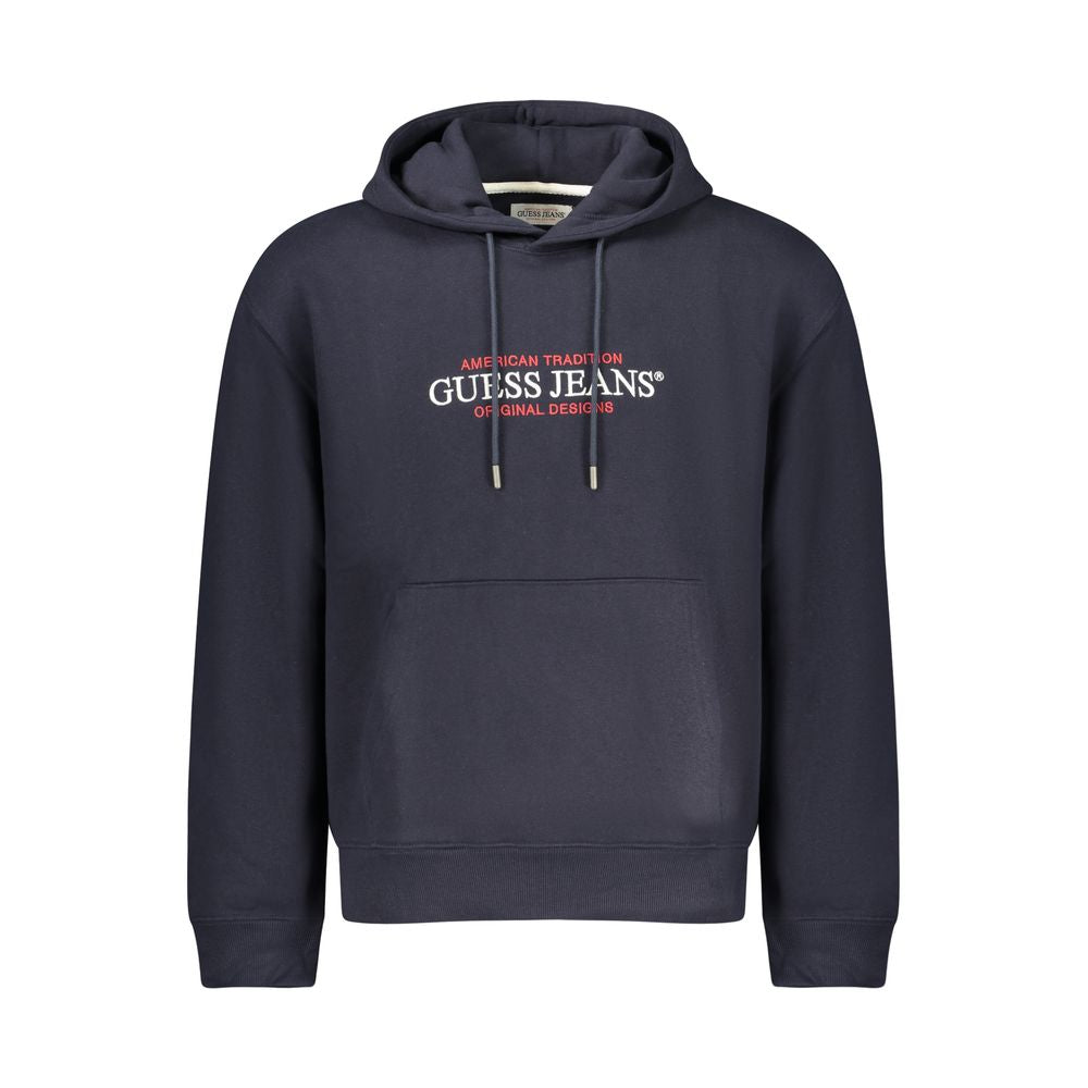 Blue cotton men's sweatshirt from Guess Jeans featuring a classic crewneck and casual fit.