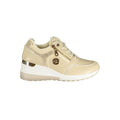 Laura Biagiotti beige polyurethane women's sneaker with white sole and casual slip-on design.