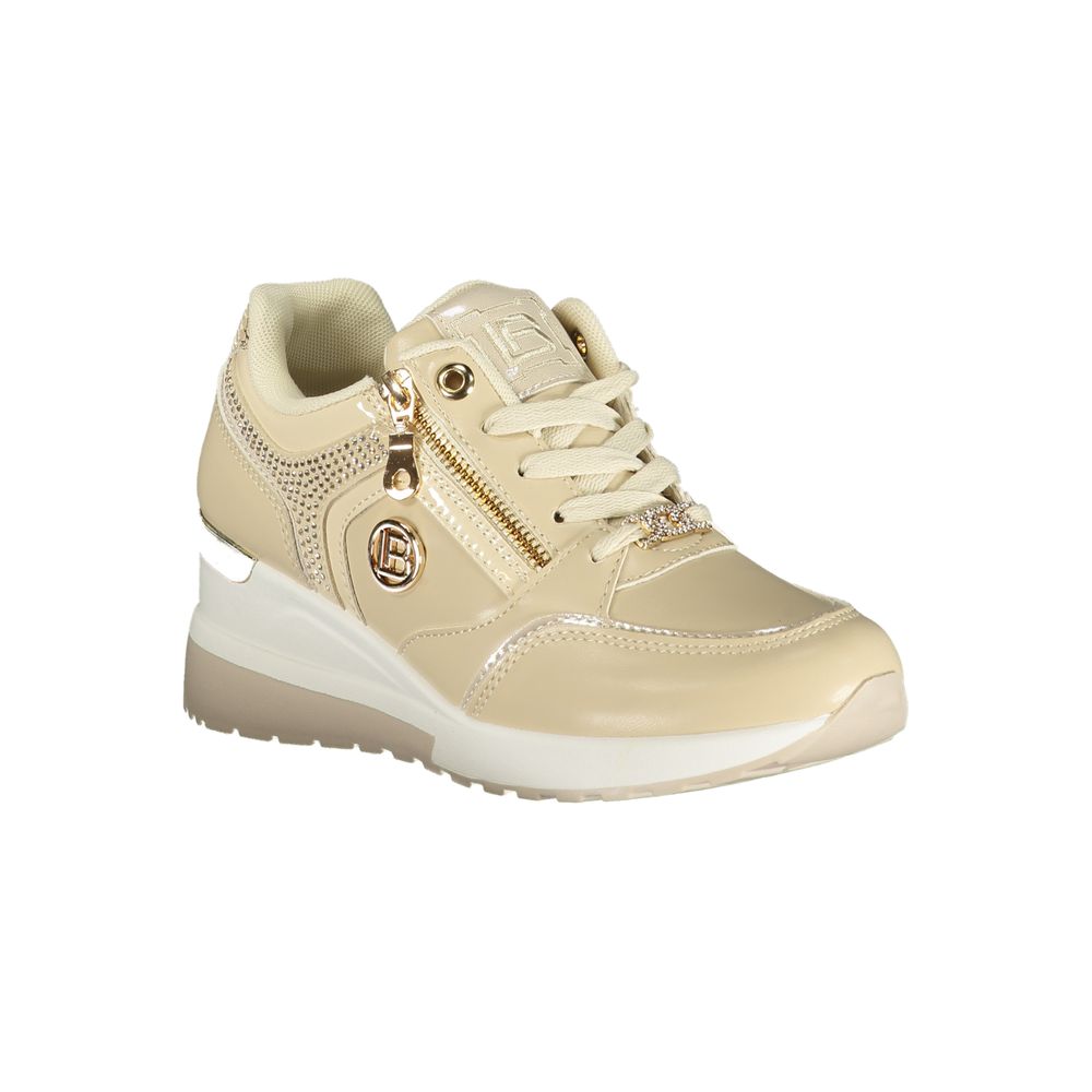 Laura Biagiotti beige polyurethane women's sneaker with white sole and casual design, suitable for everyday wear.