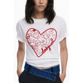 Desigual Bianco cotton women's T-shirt with a relaxed fit, featuring a simple round neckline and soft fabric.