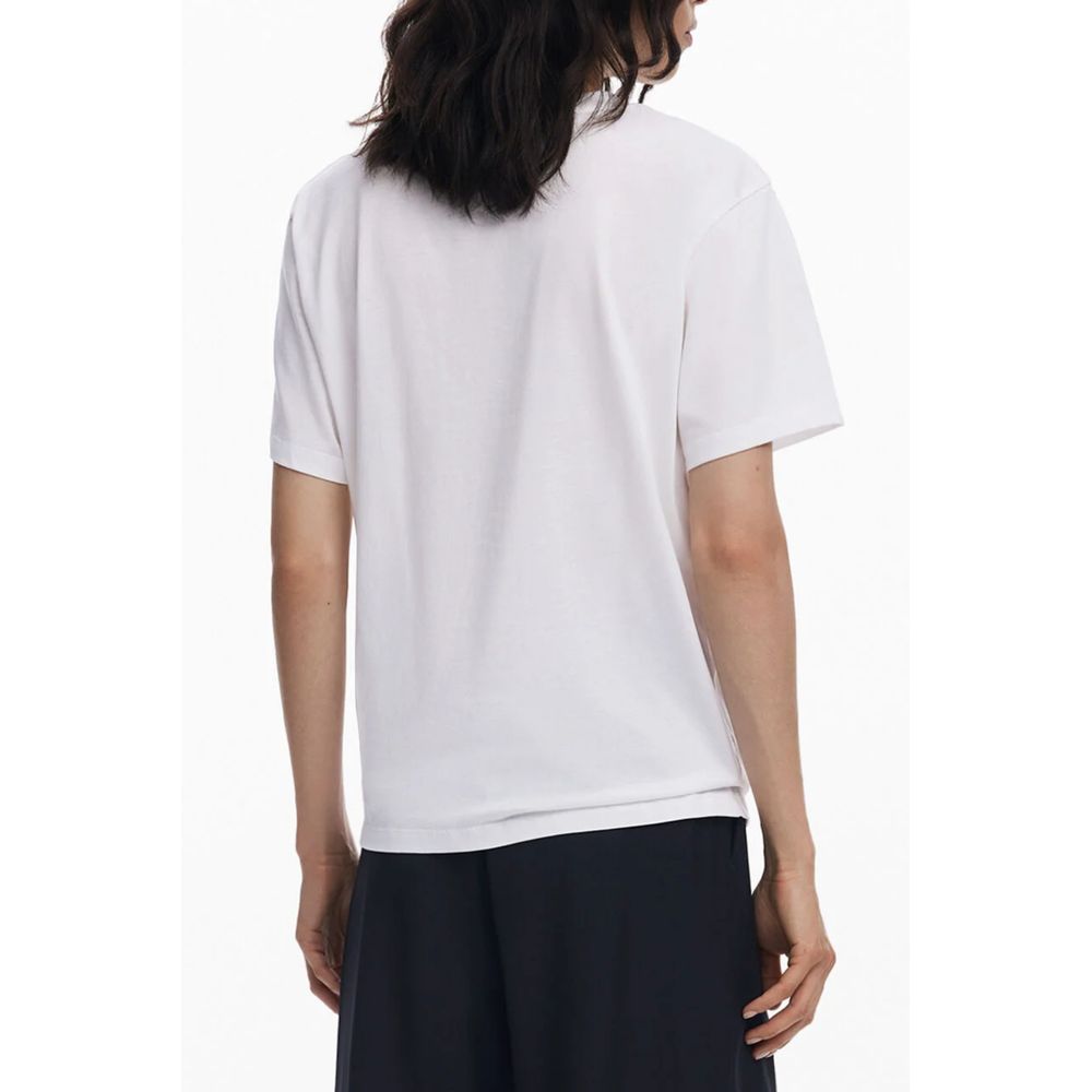 Desigual Bianco cotton women's T-shirt with a casual fit and simple design, featuring a round neckline and short sleeves.