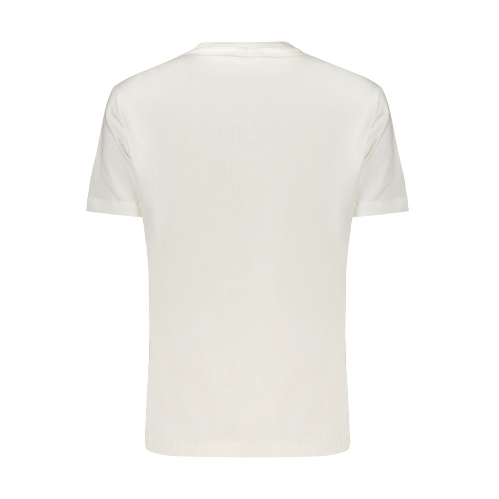Desigual Bianco cotton women's T-shirt with colorful abstract print, short sleeves, and round neckline.