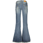 Desigual blue cotton women's jean with classic five-pocket design and straight fit, showcasing casual denim style.