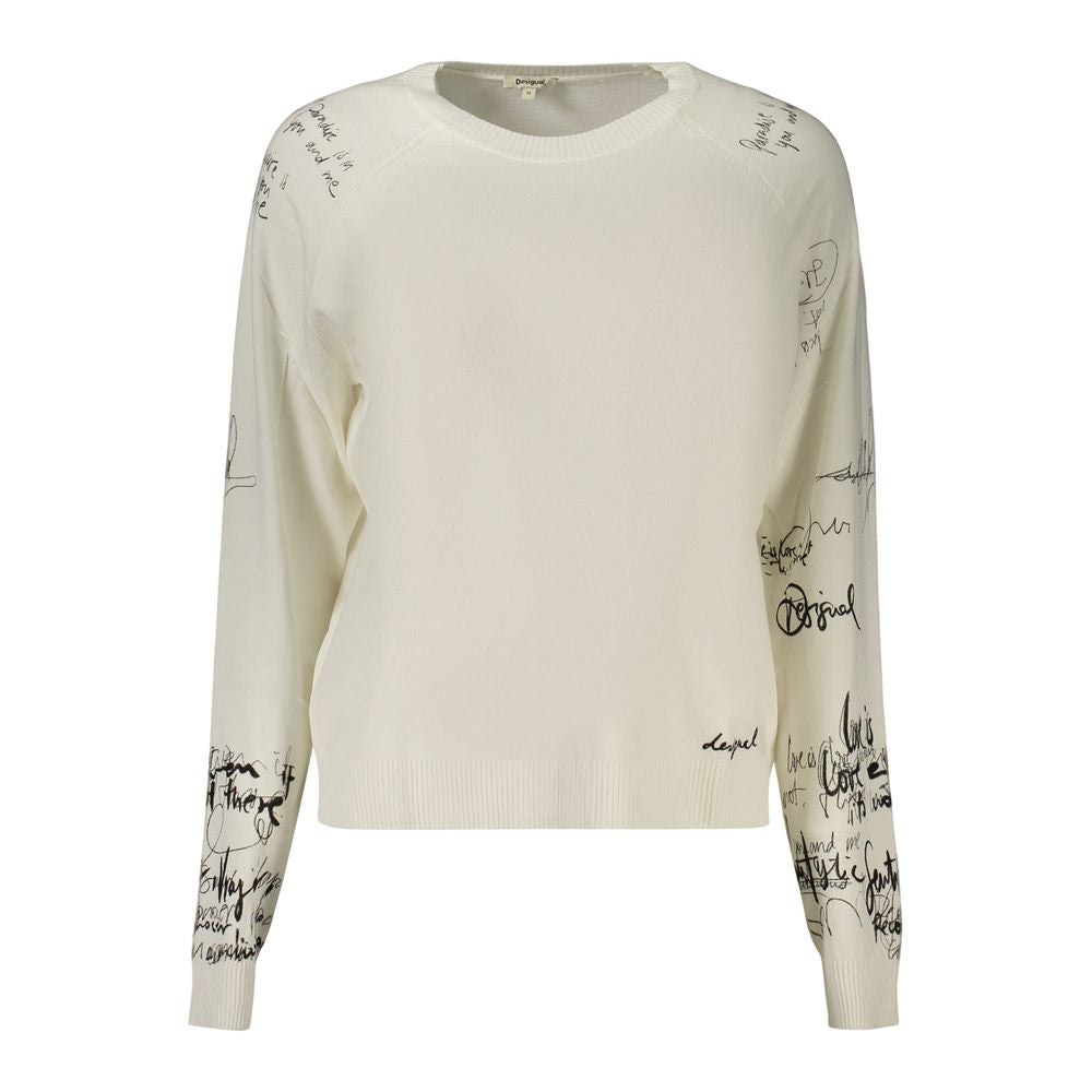 Desigual white viscose women's top with a relaxed fit and stylish design, perfect for casual or dressy occasions.