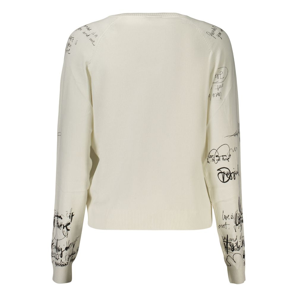 Desigual white viscose women's top with a relaxed fit and stylish design, displayed on a mannequin.