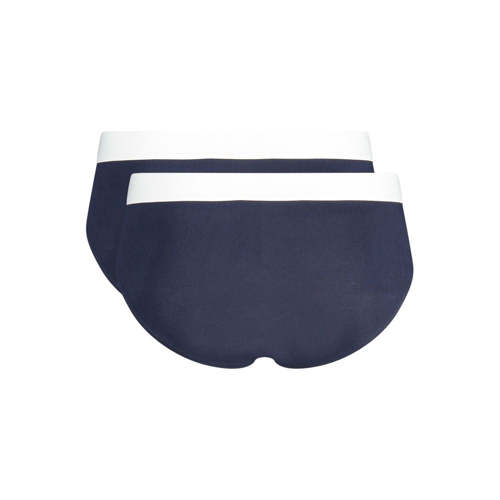 Trussardi men's blue cotton underwear with elastic waistband and brand logo, comfortable fit and soft fabric.