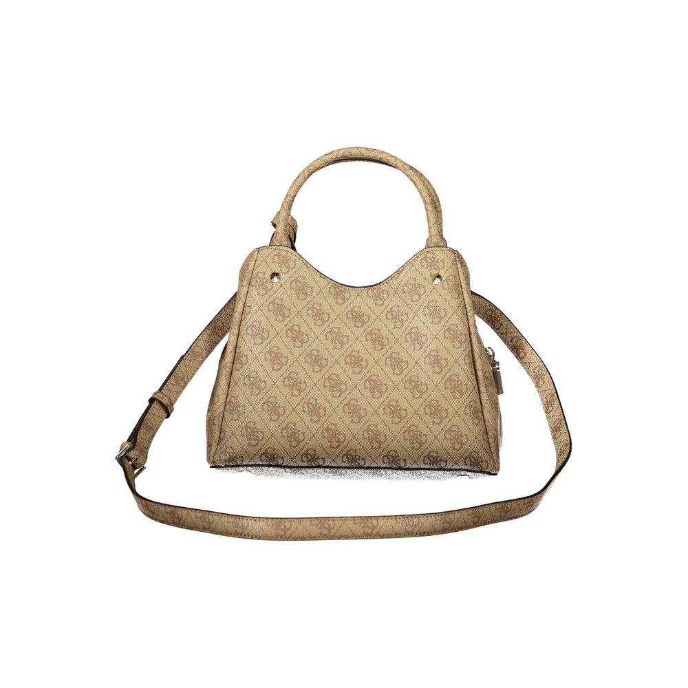 Guess Jeans beige polyurethane women's bag with sleek design and top handles, perfect for casual and stylish outfits.