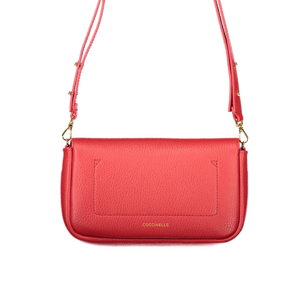 Coccinelle Rosso leather women's bag with adjustable, removable strap and sleek design.