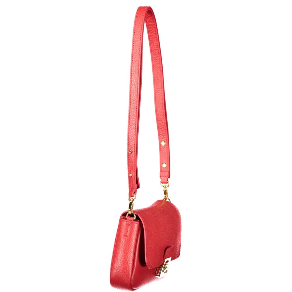 Coccinelle Rosso leather women's bag with adjustable and removable strap, showcasing sleek design and high-quality craftsmanship.