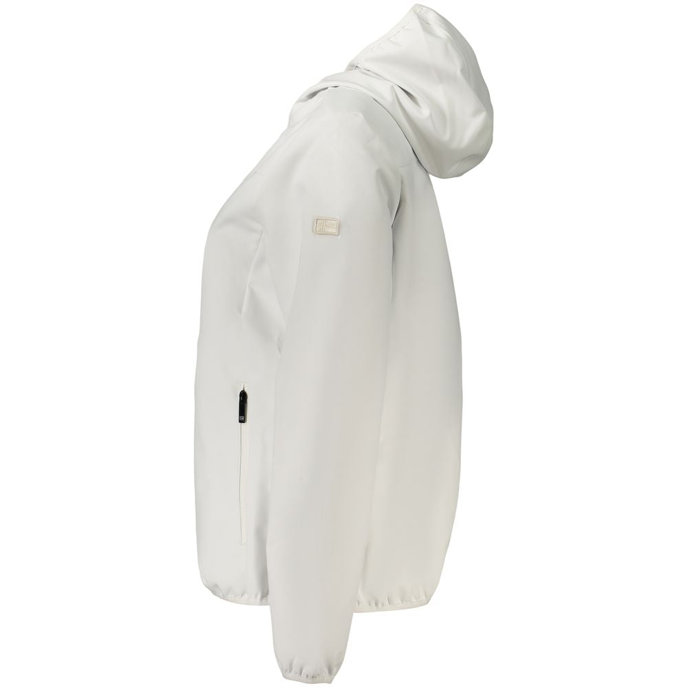 Norway 1963 white polyester women's jacket with a classic fit and front zipper, suitable for casual wear.