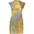 Desigual Verde polyester women's dress with vibrant floral pattern and fitted waist, perfect for casual or semi-formal wear.